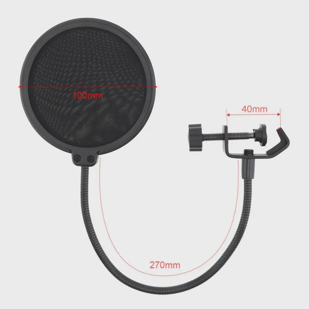 Dubbellaags Microfoon Pop Filter met Flexibele Zwanenhals voor Studio Opnames