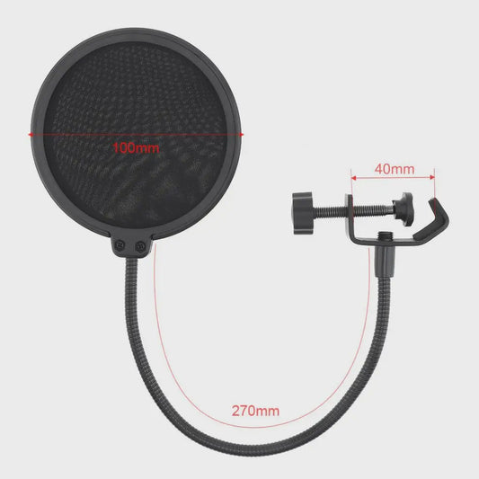 Dubbellaags Microfoon Pop Filter met Flexibele Zwanenhals voor Studio Opnames