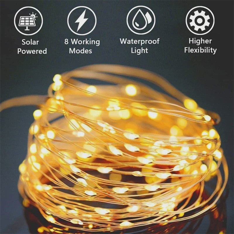 Solar LED Slinger Verlichting - Waterdicht & Sfeervol voor Tuin, Kerst & Feesten