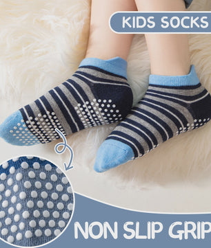 9 Paar Babysokken Jongens - Antislip Enkel Sokken met Auto Print & Grip - Katoen