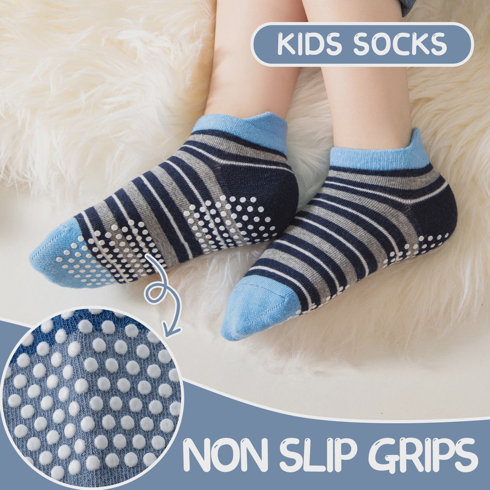 9 Paar Babysokken Jongens - Antislip Enkel Sokken met Auto Print & Grip - Katoen