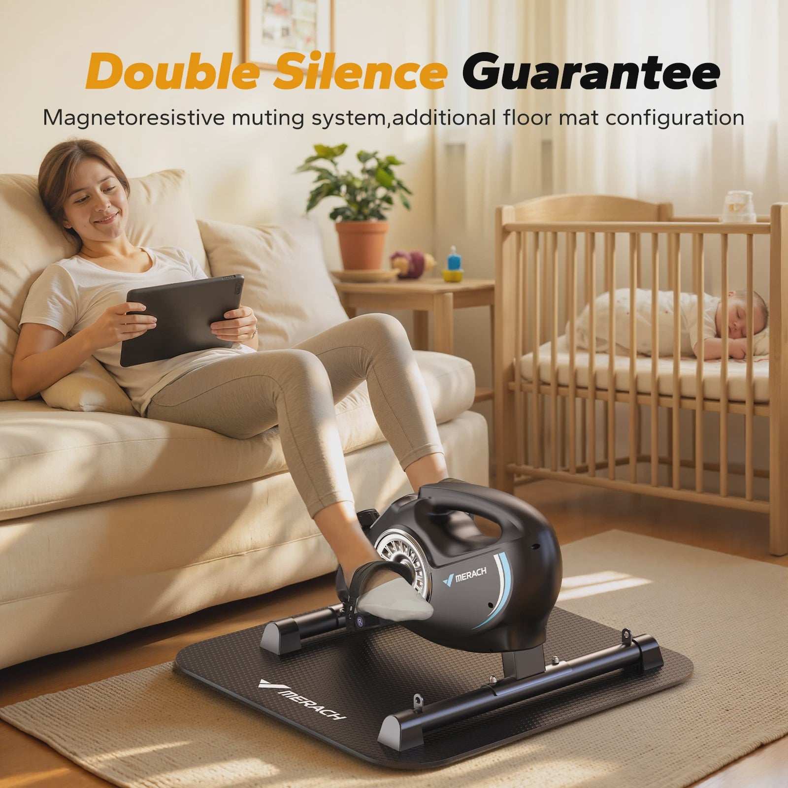 MERACH Mini Hometrainer Fiets - Stille Onder Desk Bike met App voor Arm & Been Training