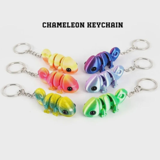 Bewegelijke 3D Geprinte Kameleon Sleutelhanger - Leuk Accessoire & Cadeau