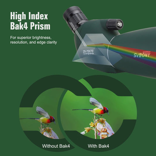 SVBONY SV28 Spotting Scope 25-75x70mm - Krachtige Zoom Verrekijker voor Vogelspotten & Outdoor