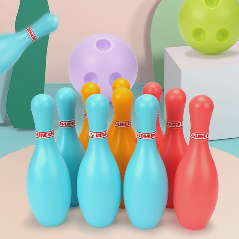 Kleurrijke Plastic Bowling Set voor Binnen en Buiten - 10 Pins & 2 Ballen