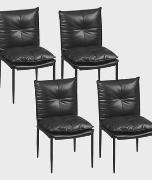 Set van 4 Eetkamerstoelen - Kunstleer, Metalen Poten & Ergonomisch Ontwerp