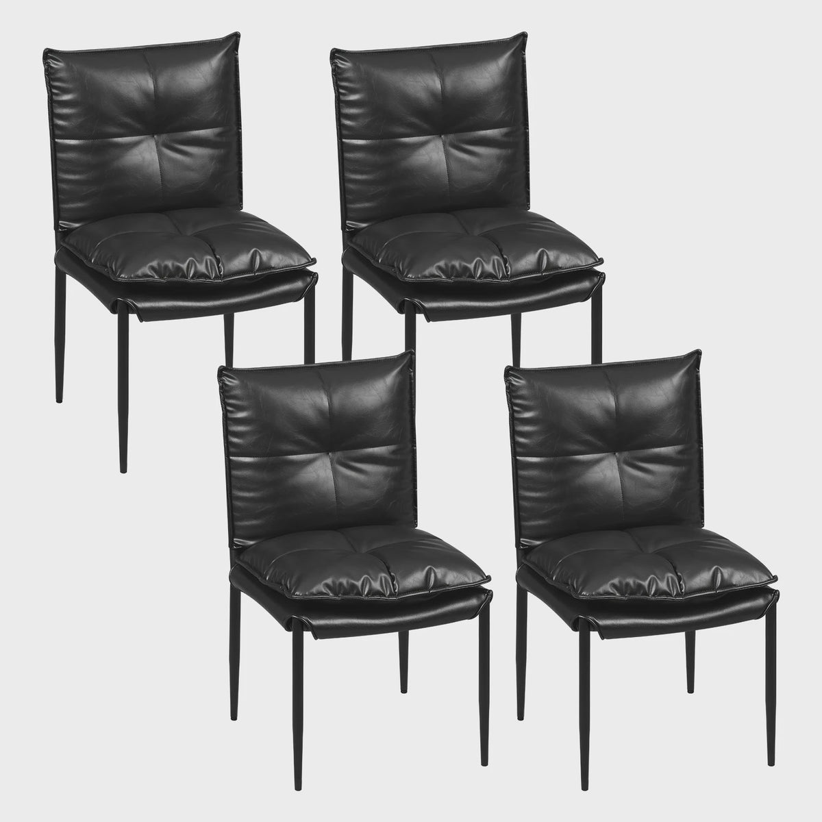 Set van 4 Eetkamerstoelen - Kunstleer, Metalen Poten & Ergonomisch Ontwerp