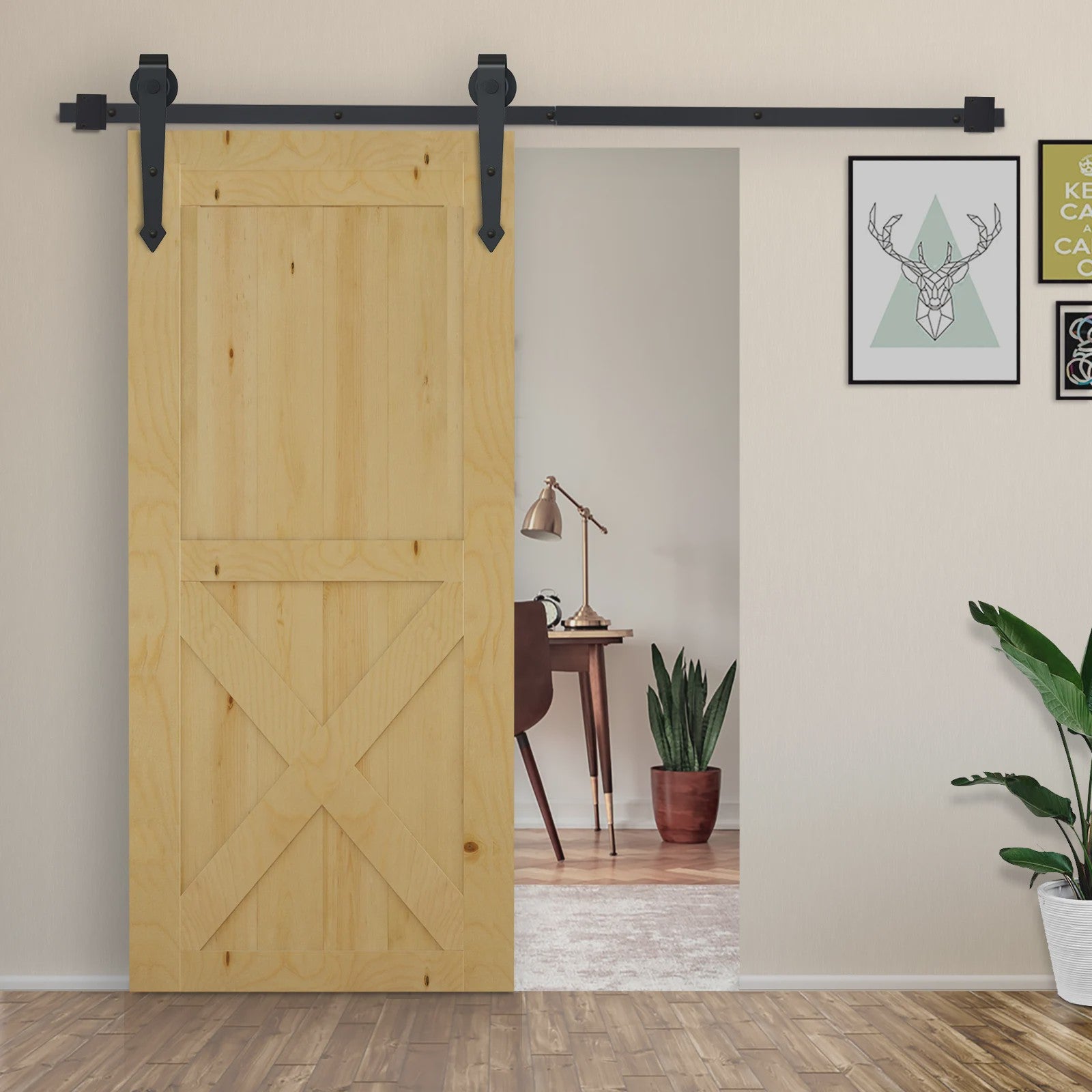Homcom 200Cm/6.6Ft Sliding Door Hardware Kit Door Accessories