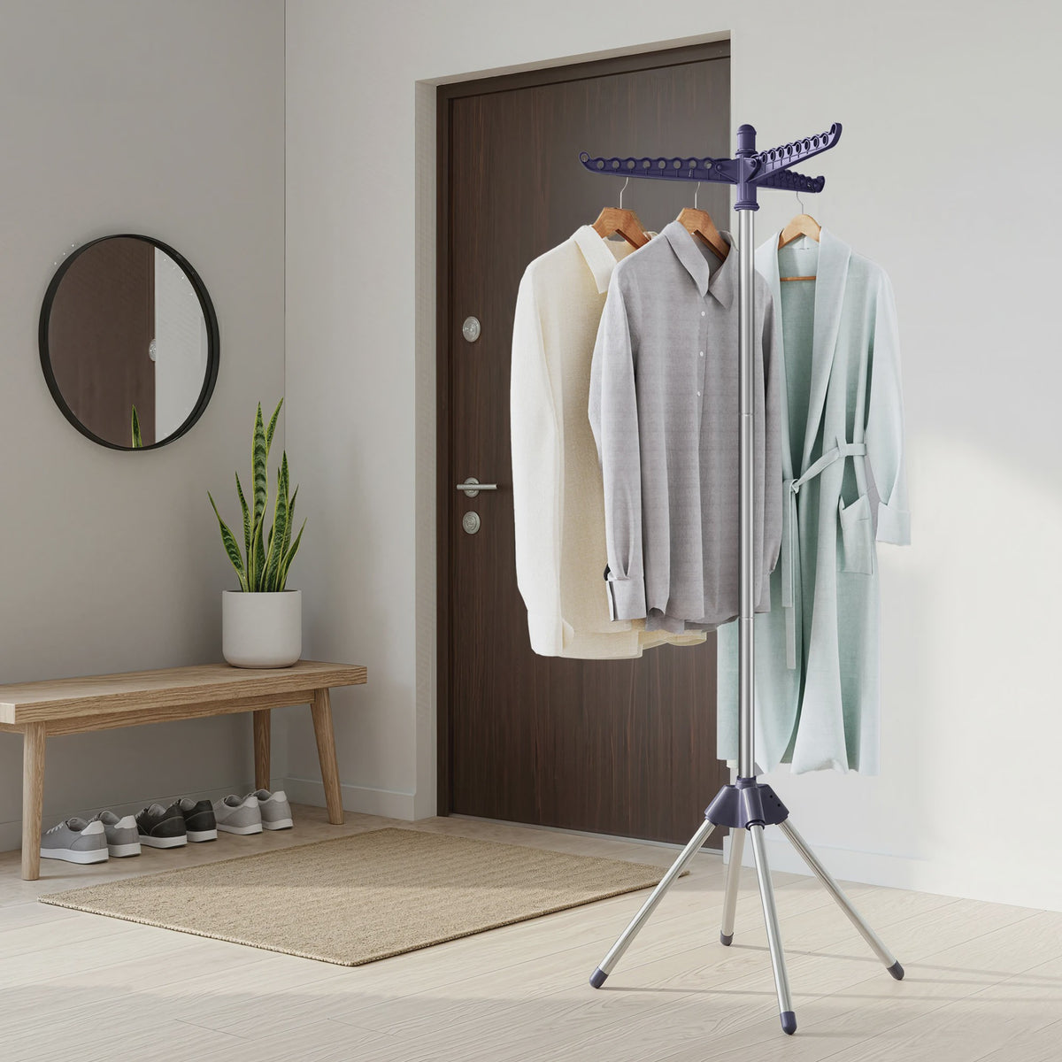 SONGMICS Opvouwbaar Kledingrek - RVS Droogrek met 360° Draaibare Arm, 27 Stuks Capaciteit