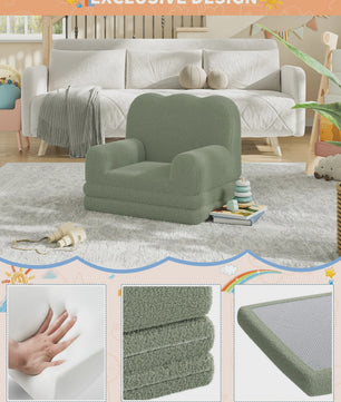 2-in-1 Kinderfauteuil & Sofa: Zacht, Opvouwbaar en Comfortabel Foam Meubel voor Kinderkamer