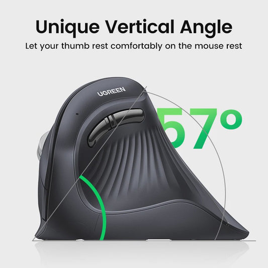 UGREEN Verticale Ergonomische Muis - Draadloos Bluetooth 5.0 & 2.4G, 4000 DPI