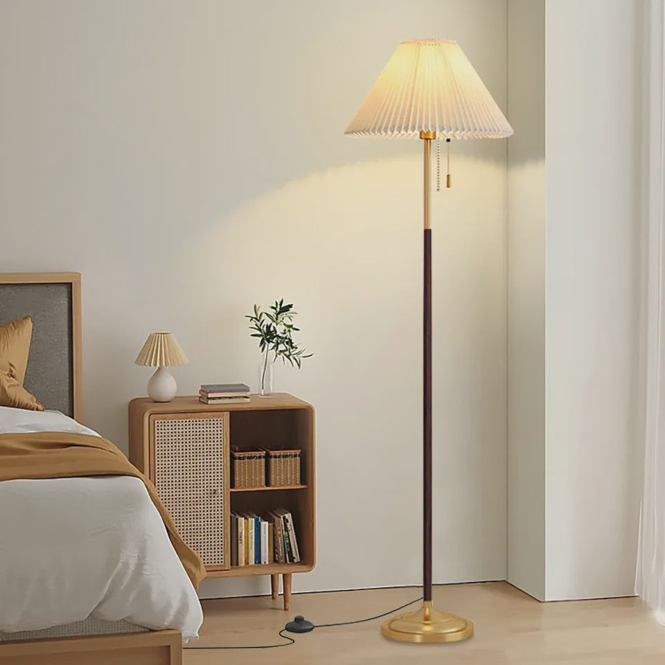 Moderne Plissé Stoffen Vloerlamp met 3 Kleurtemperaturen & Voetschakelaar | Sfeerverlichting voor Woonkamer, Slaapkamer, Kantoor