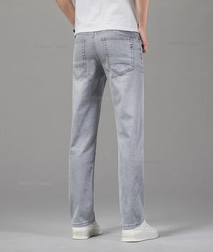 Herfst/Lente Heren Jeans - Comfortabele Stretch Katoen, Recht Model, Grijs