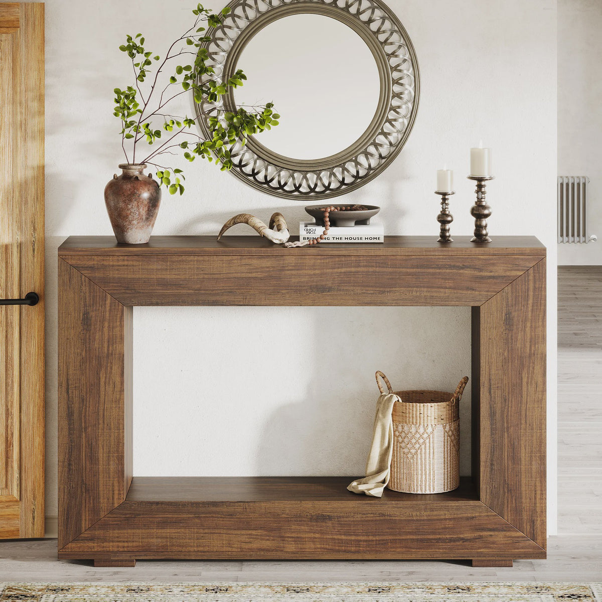 Tribesigns Farmhouse Console Tafel 119 cm - Industriële Halmeubel met Houten Look
