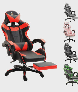 Ergonomische Gaming Stoel met Voetensteun, Lendesteun en Kattenoren Kussen - Zwart