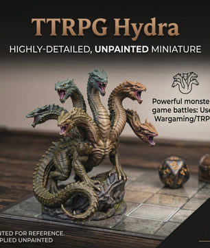 Ongeverfde Hydra Minifiguur - TTRPG, Wargame & Decoratie