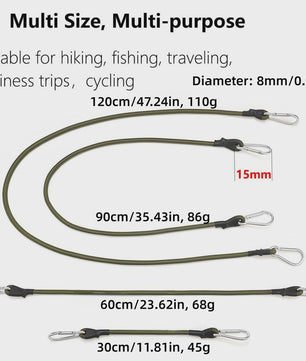 2x Elastisch Touw met Aluminium Haak - 8mm Schokabsorberend Bindtouw voor Outdoor & Camping