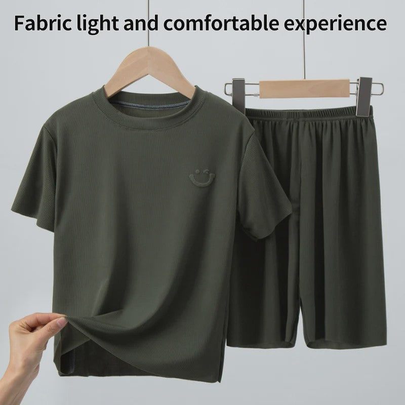 Kinder Pyjama Set van IJzige Zijde - Zomer Korte Mouw & Shorts