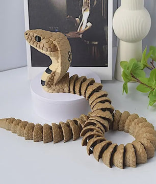3D Geprinte Koningscobra Standbeeld - Realistisch Slangen Ornament voor Tafel