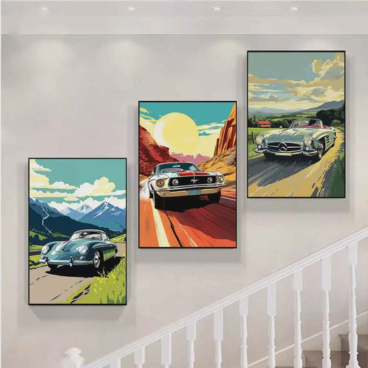 Retro Mustang Muscle Car Canvas Print - Vintage Sportauto Muurdecoratie