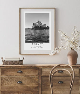 Minimalistische Poster Sydney Opera House - Canvas Wanddecoratie Australië & Nieuw-Zeeland