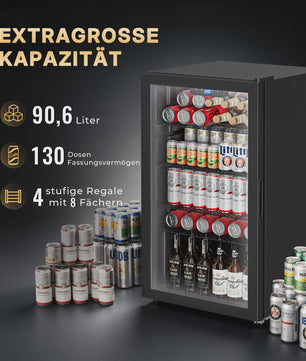 89L Drankenkoelkast met No Frost, Dubbel Glas & Omkeerde Deur - Energieklasse B