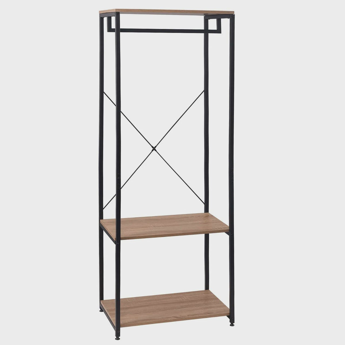 WOLTU Kledingrek met Schoenopslag - Robuust Hangerrek met 2 Opbergplanken