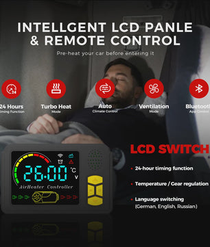 8KW Diesel Parkeerverwarming met Bluetooth, LCD & Thermostaat - Stil & Universeel (12V/24V/230V)