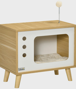 Pawhut Kattenmand in Retro TV-Design met Zachte Kussens - 50x28x43 cm