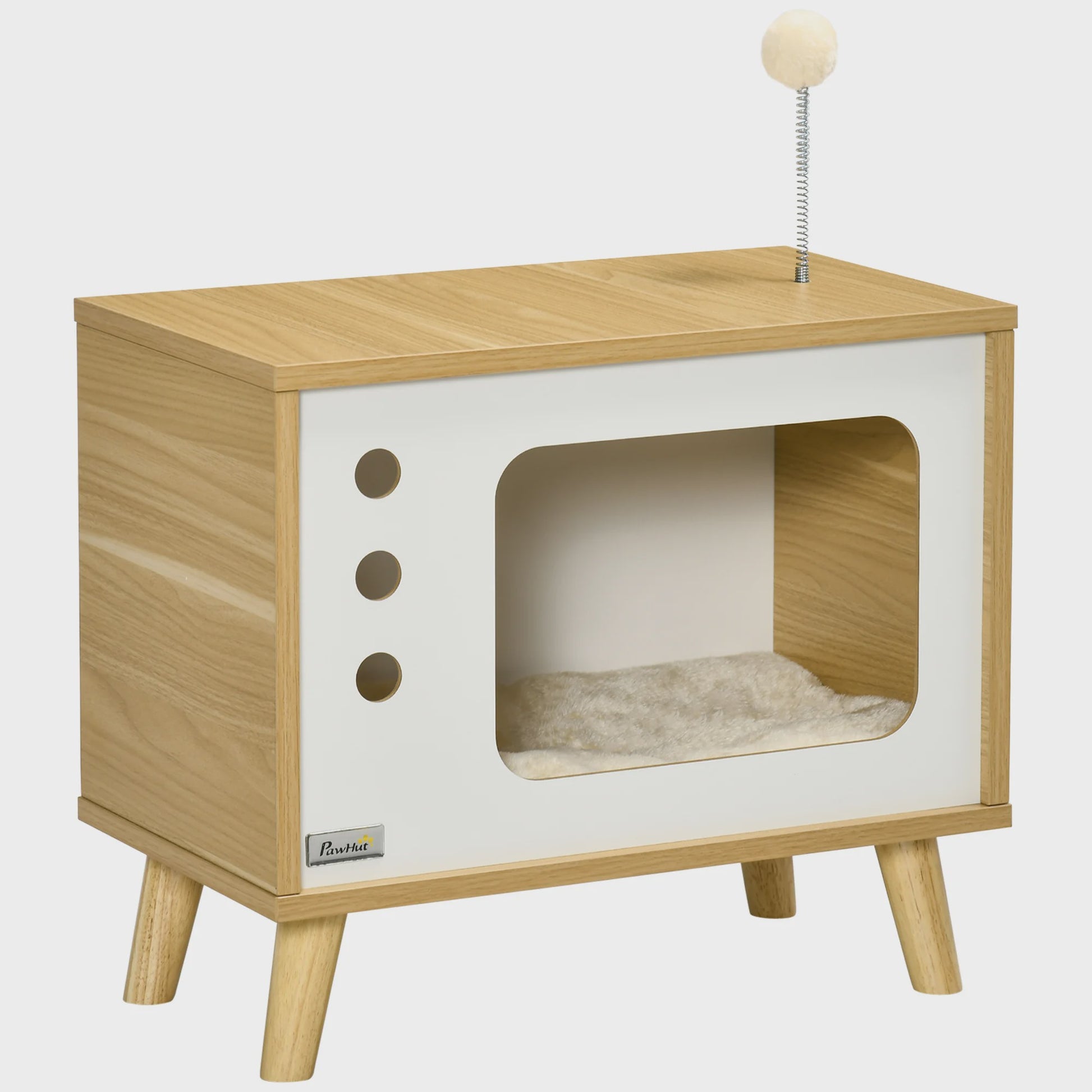 Pawhut Kattenmand in Retro TV-Design met Zachte Kussens - 50x28x43 cm