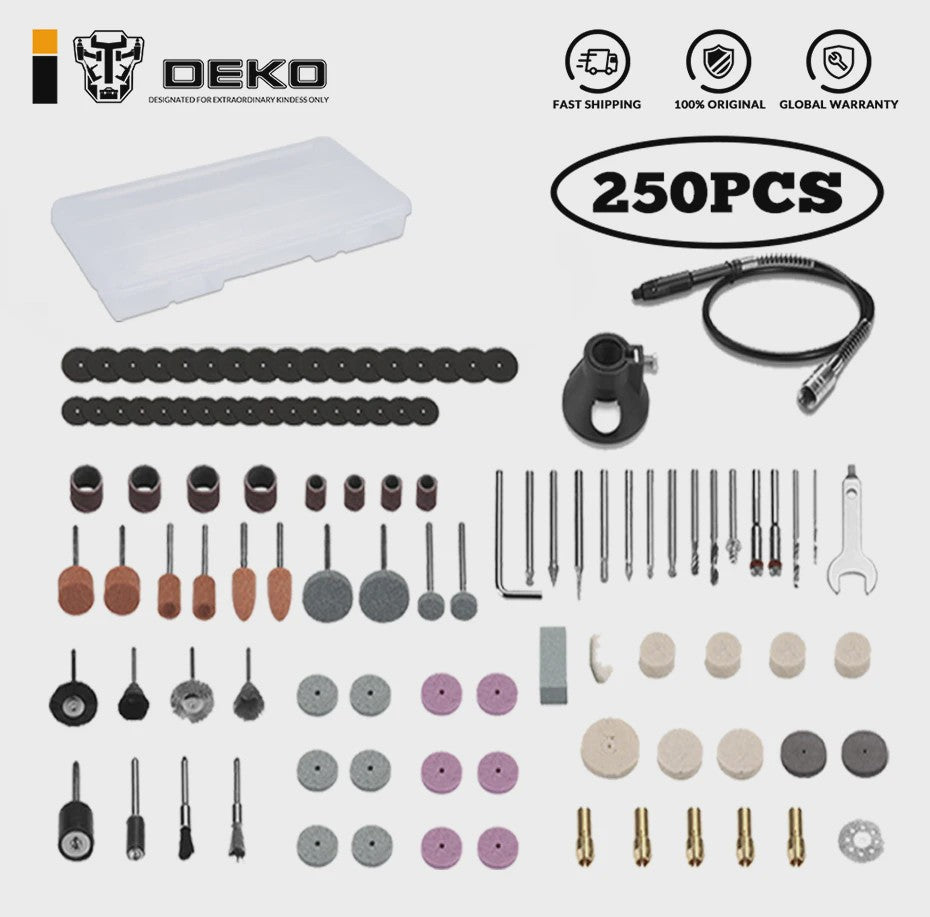 DEKO Accessoireset voor Roterende Gereedschappen: Schuren, Slijpen, Polijsten & Snijden