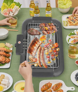 Elektrische Tafelgrill 2000W met 6-standen Temperatuurregeling en Afneembare Wateropvangbak
