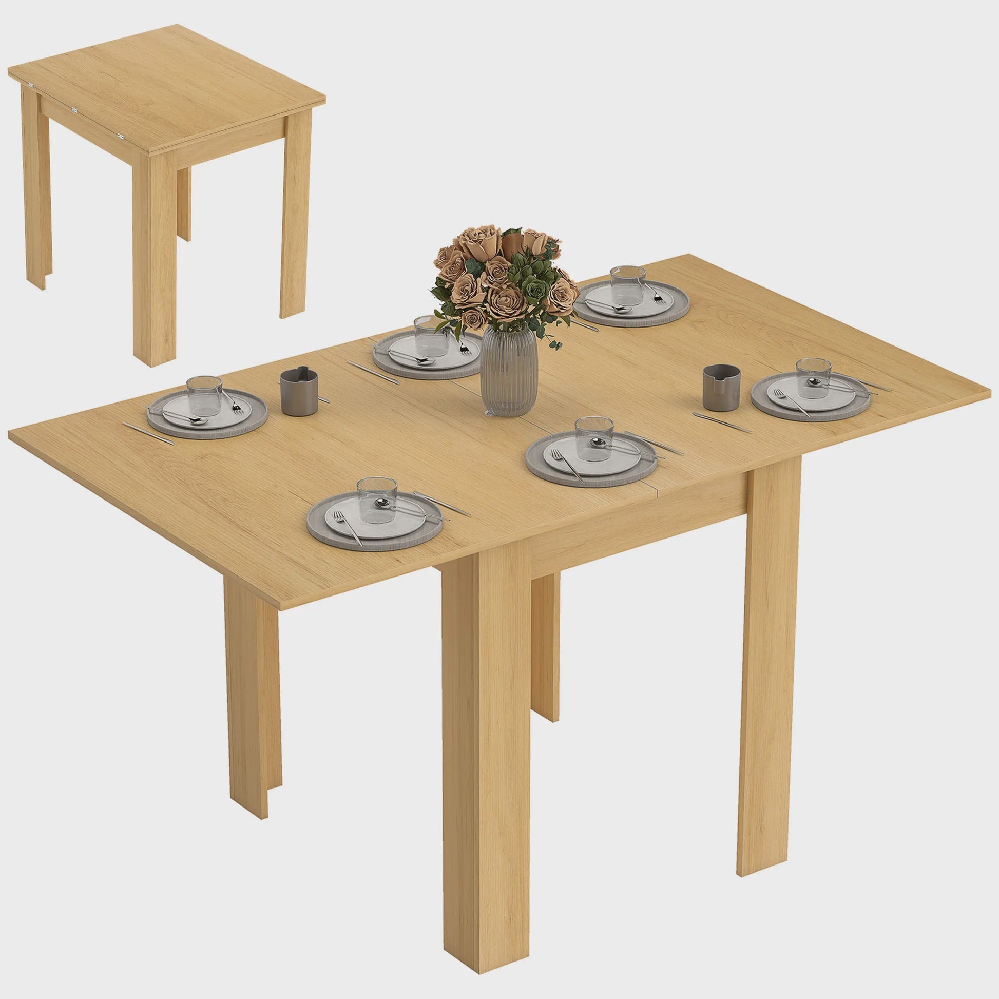 Uitschuifbare Eettafel 70-140 cm - Natuurlijk Houtdesign - Geschikt voor 4-6 Personen