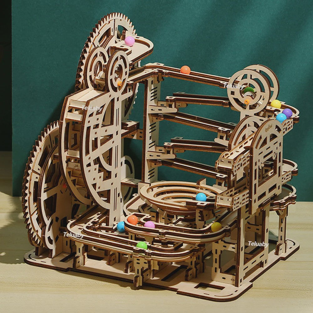 Houten 3D Knikkerbaan Puzzel - Mechanisch Bouwpakket voor Kinderen & Volwassenen