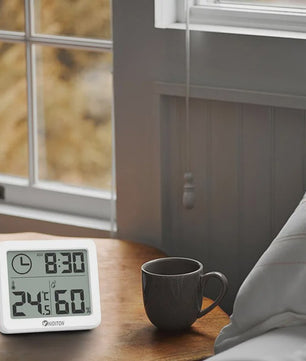 NIDITON Digitale Klok met Temperatuur & Vochtigheidssensor - Stijlvol voor Huis, Keuken & Kantoor