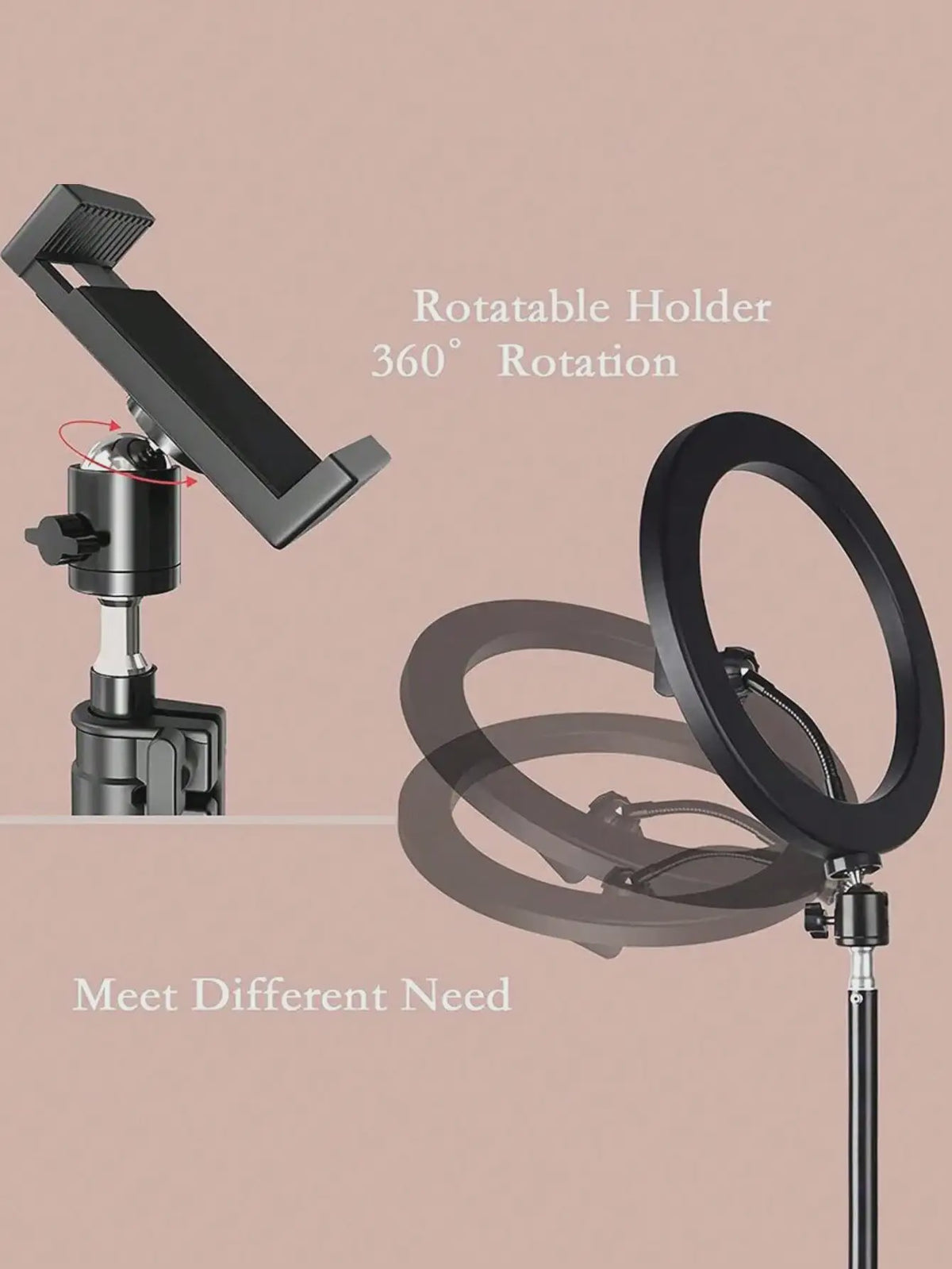 110cm Ring Light Statief Set met Telefoonhouder voor Live Streaming & Selfie
