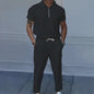 Zomer Heren Pak: Casual Short Sleeve Polo met Rits en Comfortabele Broek