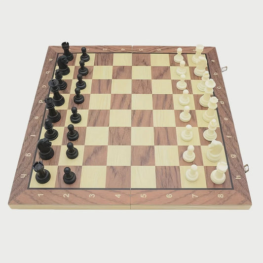 Magnetisch Houten Schaakspel - Opvouwbaar & Draagbaar Strategisch Bordspel