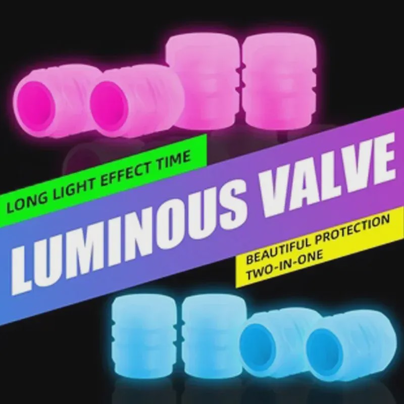 8x Lichtgevende Ventieldopjes voor Auto, Motor & Fiets - Nachtelijk Glow Effect