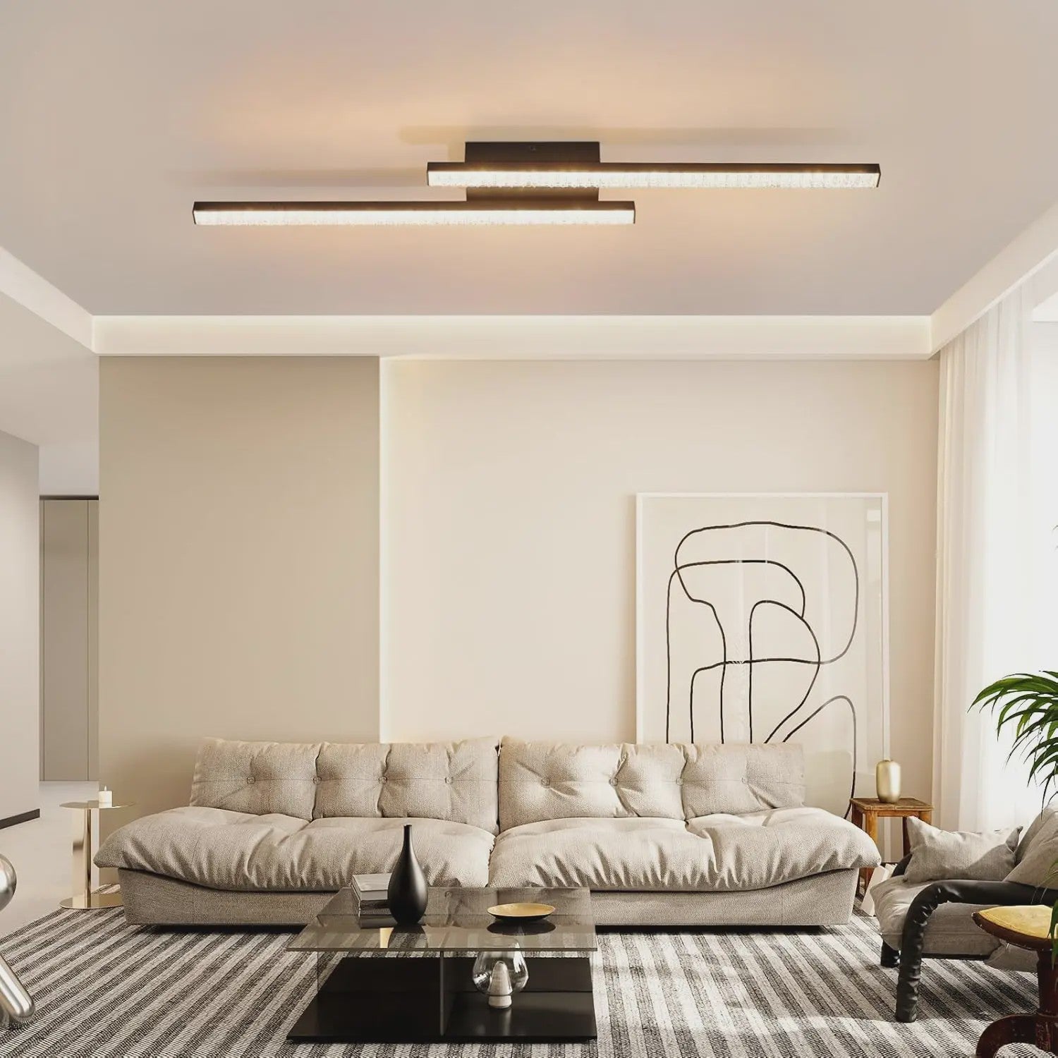 Moderne LED Plafondlamp Zwart Kristal 61.5cm - Warm Wit 3000K