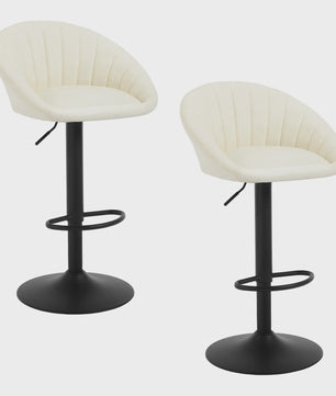 Verstelbare Barstoelen Set van 2 - Draaibaar, Ergonomisch, met Rugleuning - Fluweel/Kunstleer