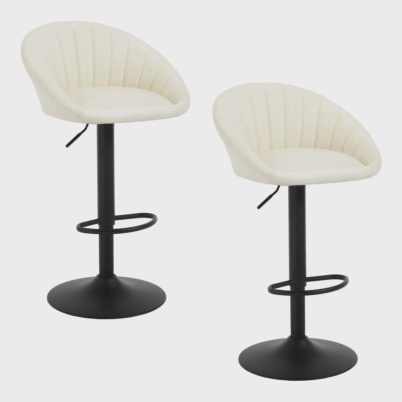Verstelbare Barstoelen Set van 2 - Draaibaar, Ergonomisch, met Rugleuning - Fluweel/Kunstleer