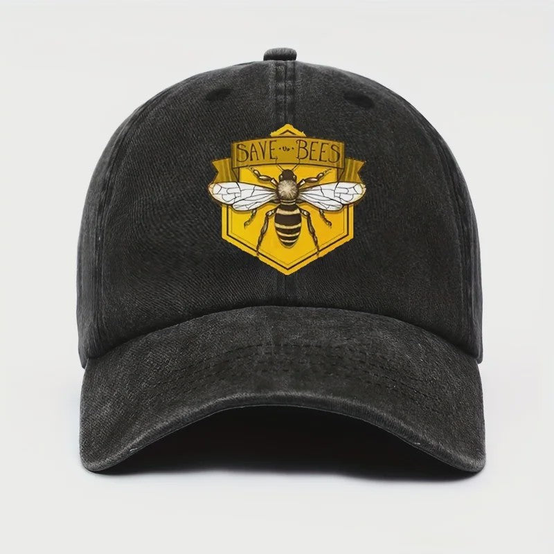 Bee Print Baseball Cap - Verstelbare Casual Pet voor Heren & Dames met Zonbescherming