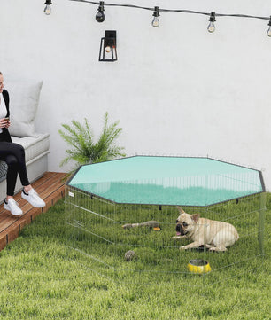 PawHut Hondenren 8-Panel met Dak - Verstelbaar, Opvouwbaar & Draagbaar - 60cm Hoog