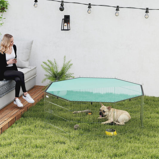 PawHut Hondenren 8-Panel met Dak - Verstelbaar, Opvouwbaar & Draagbaar - 60cm Hoog