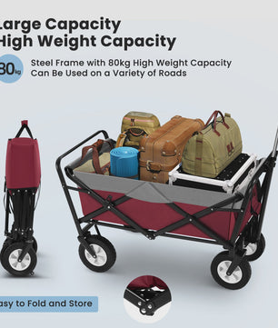 EUGAD Opvouwbare Camping Trolley Wagon - Robuuste Oxford Stof, 80kg Capaciteit, Ideaal voor Strand, Tuin & Outdoor