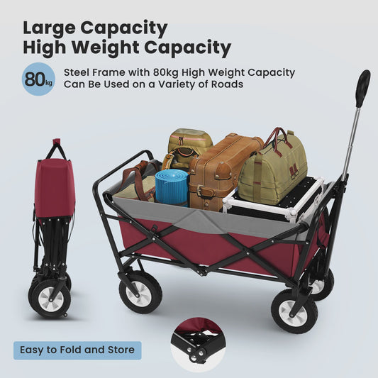 EUGAD Opvouwbare Camping Trolley Wagon - Robuuste Oxford Stof, 80kg Capaciteit, Ideaal voor Strand, Tuin & Outdoor