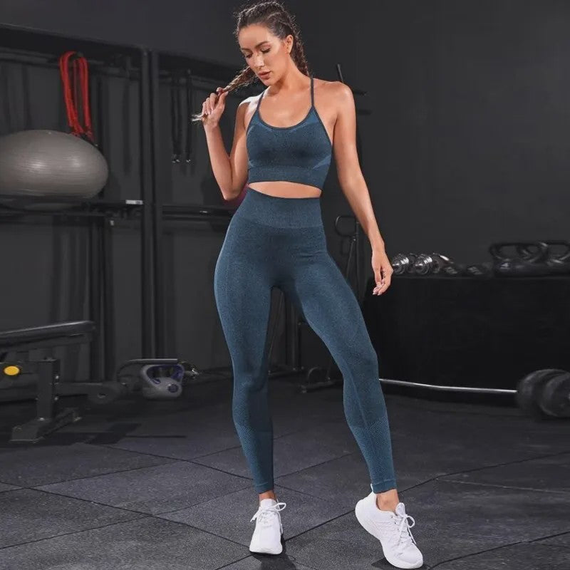 Naadloze Dames Sportset: Yoga Set met Hoge Taille Legging & Sport Top voor Fitness en Gym
