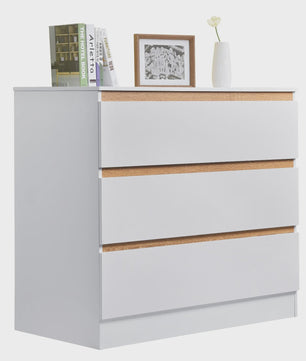 Moderne Witte Ladekast met 3 Lades - 80x78x48cm - Stijlvolle Opberger voor Woonkamer, Slaapkamer of Hal
