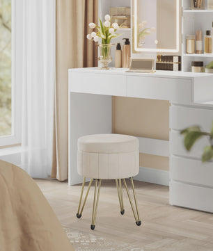 Verstelbare Fluwelen Poef met Opbergruimte en Metalen Poten - Elegant & Comfortabel